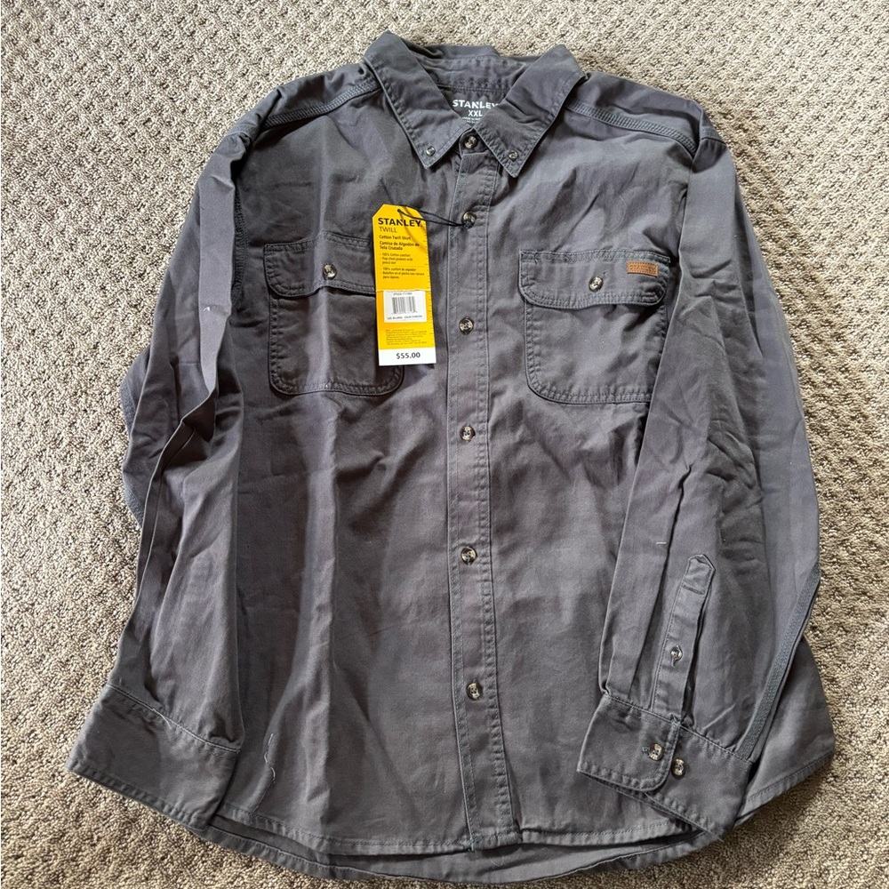 NWT Stanley Men’s Twill Button Down Shirt Grey
